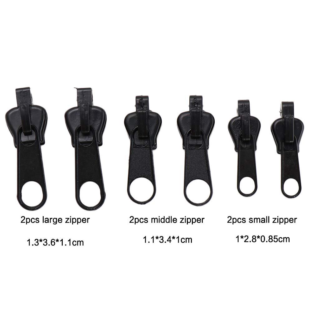 Kunststoff 6 Stück/Set Nähkästchen Reparatur von Mänteln Jacken Ersatz-Schieberzähne Reißverschluss Befestiger