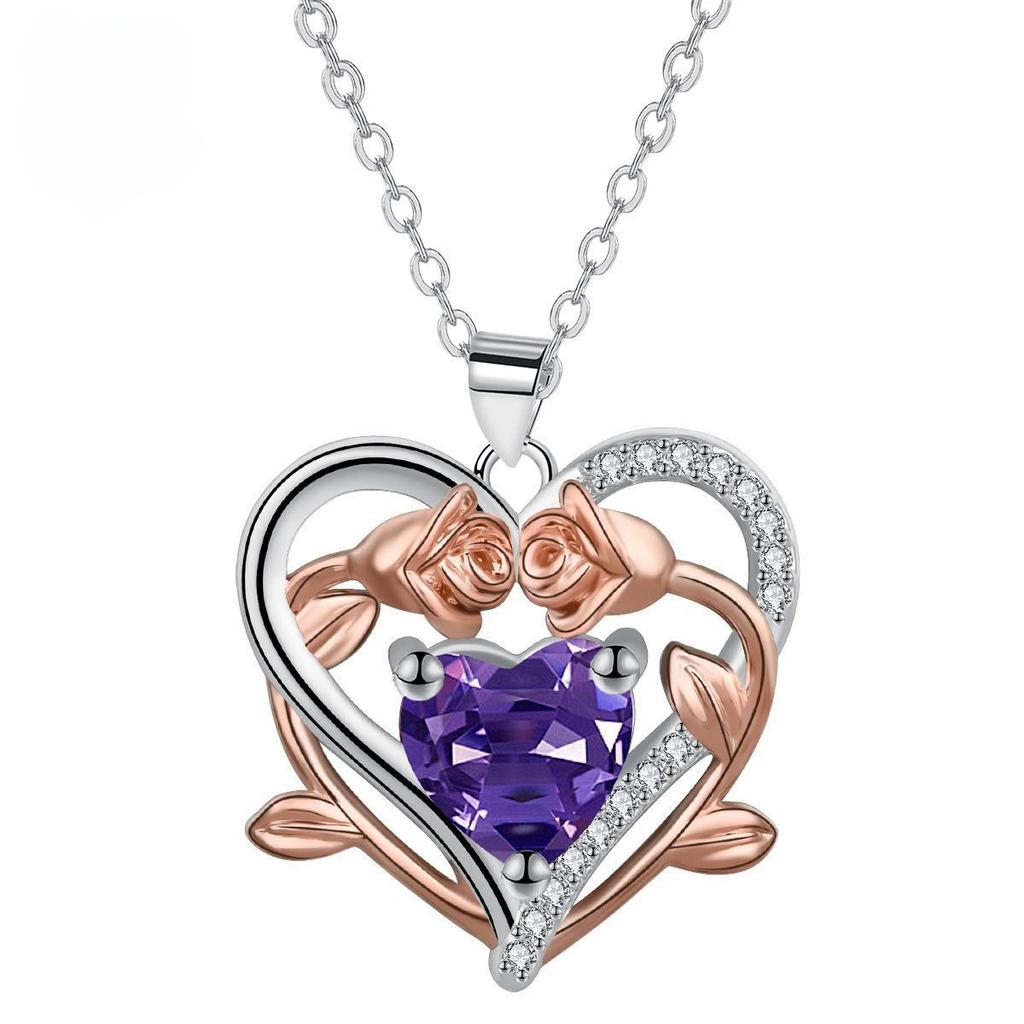 Love Rose Pendant Necklace Women, European and American Light Luxury High-end Jewelry Gifts