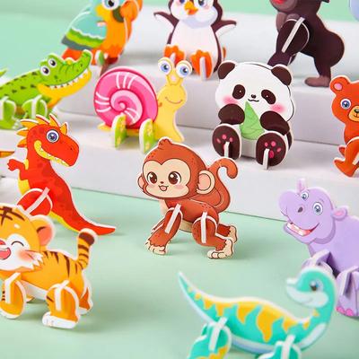 30 sztuk Mini Animal Diy Paper Jigsaw Puzzle Zabawki dla dzieci Urodziny Party Favors Przedszkole Nagrody Baby Shower Pinata Filler