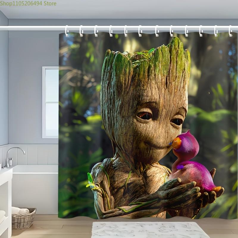 

1pc Marvel Groot Shower Curtain with Hook - shower curtain, Shower Curtain, Bathroom Partition, Room Decor, Home Decor 90x180cm