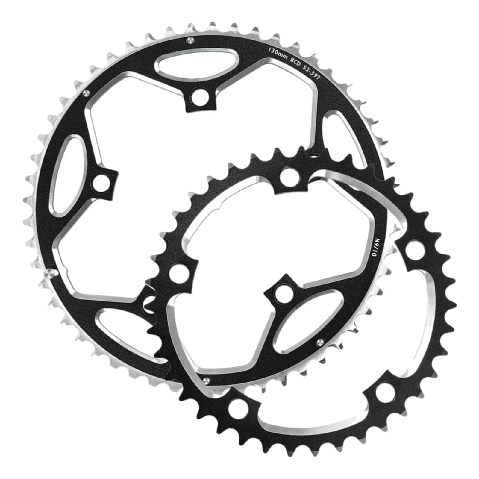 

Almencla 130mm BCD Road Bike 8 9 Aluminum Alloy Chainring for Road Bike Black Chainring, 39-53T Parts, чёрный