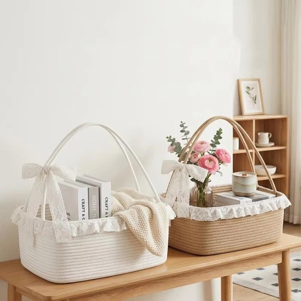 Handheld Storage Basket Woven Picnic Fruit Organizer Household Baby Gift Basket For Home Decor