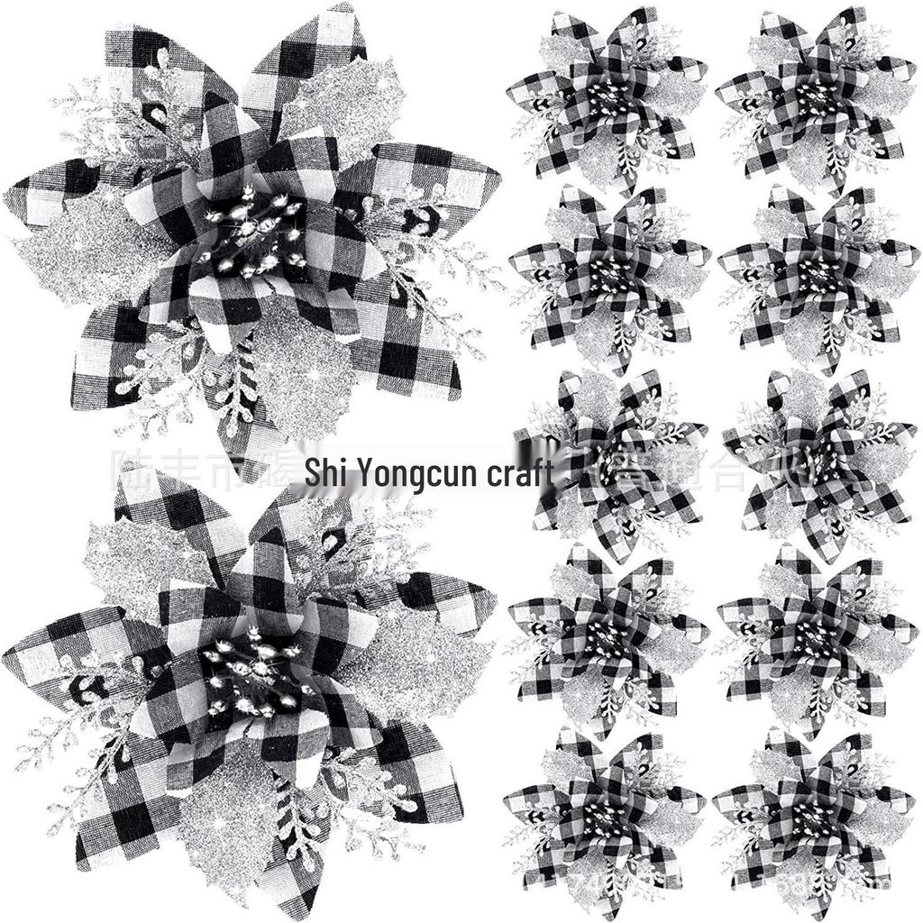 14.5CM Gold Glitter Christmas Flower Vine Garland for Doors and Windows Decorations