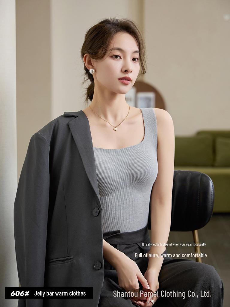 2025 Women's Skin-Friendly Camisole Vest with Chest Pads: Seamless Tube Top & Versatile Bottoming Shirt