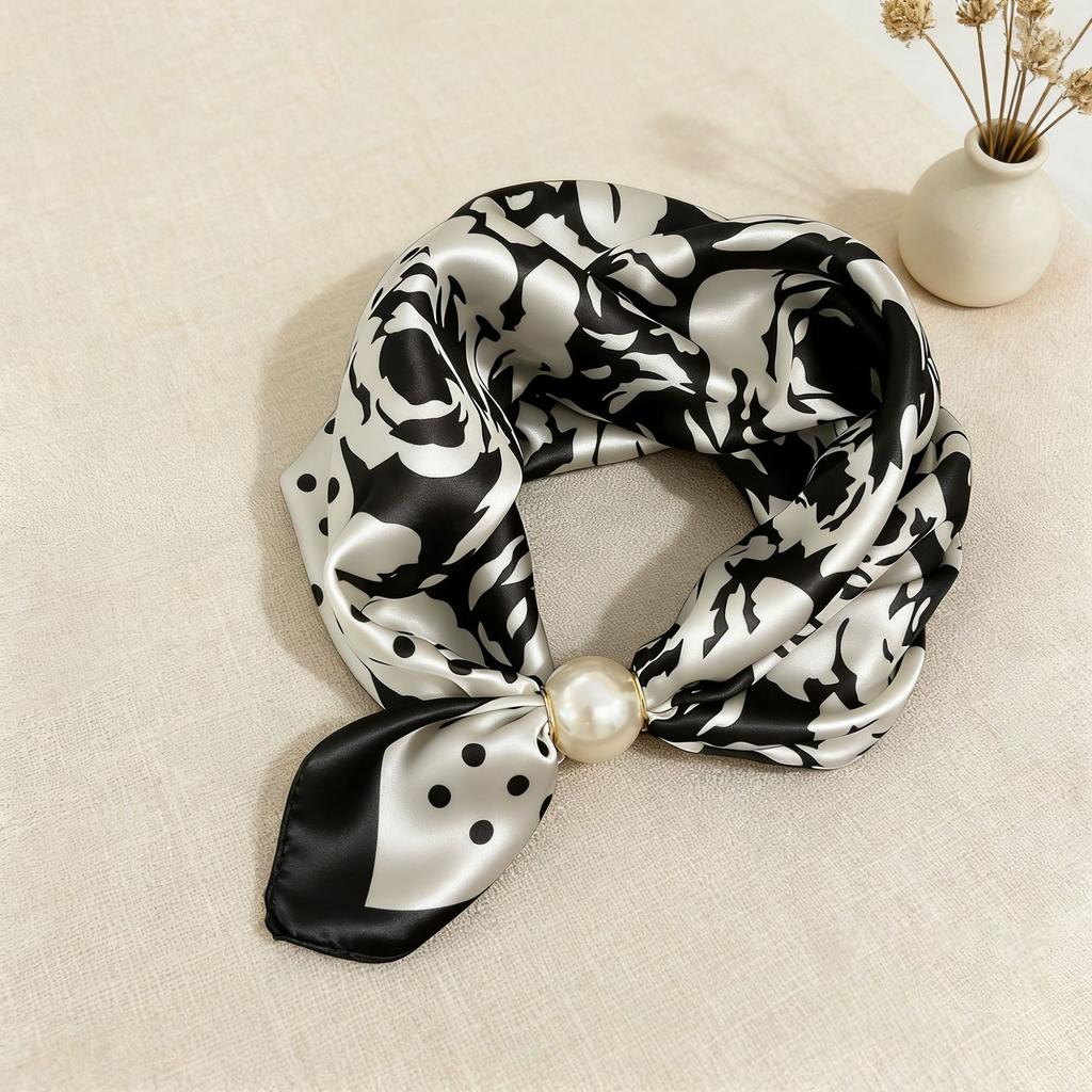 Sciarpe alla Moda con Fibbia Magnetica di Perle per Donna, Chic, con Pois, Stampa Leopardo, Corta, Setosa, Collane Choker Eleganti, Regalo per Signore