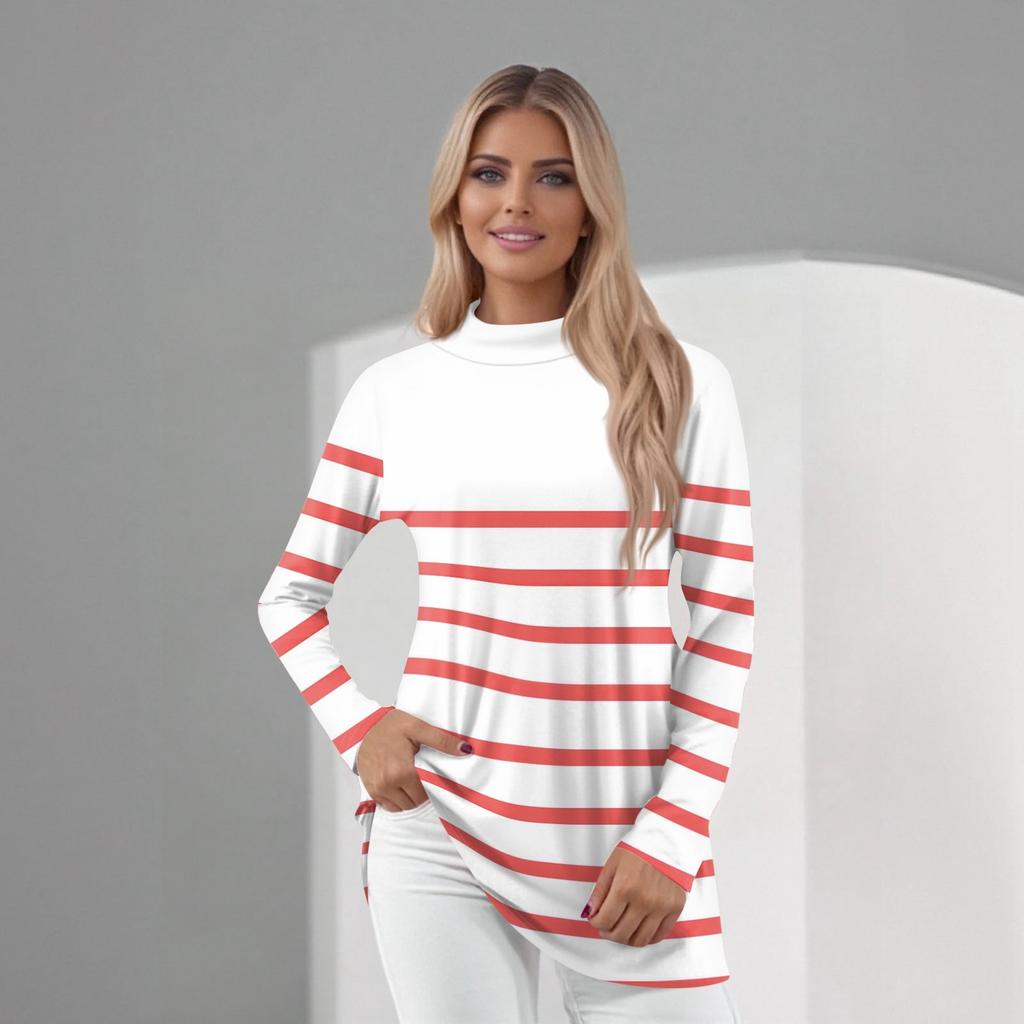 Women's Daily Casual Long Sleeve Mid Collar Top
