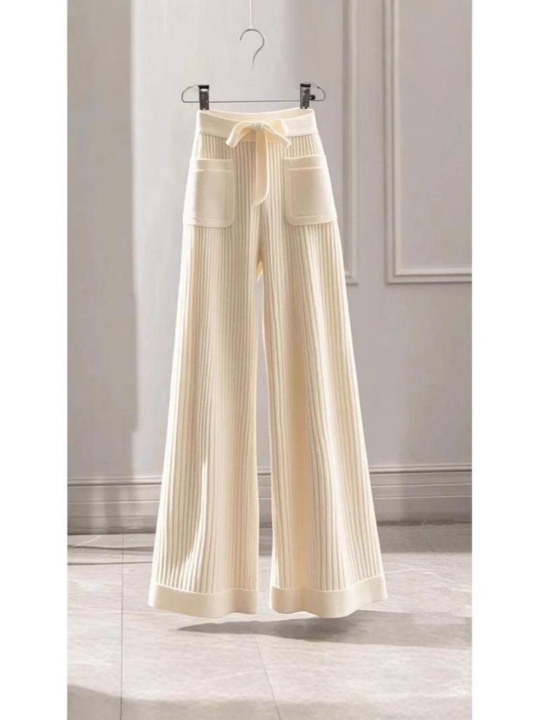 2025 Spring Women's High-End Soft Knit Top & Slimming Straight Leg Pants Suit