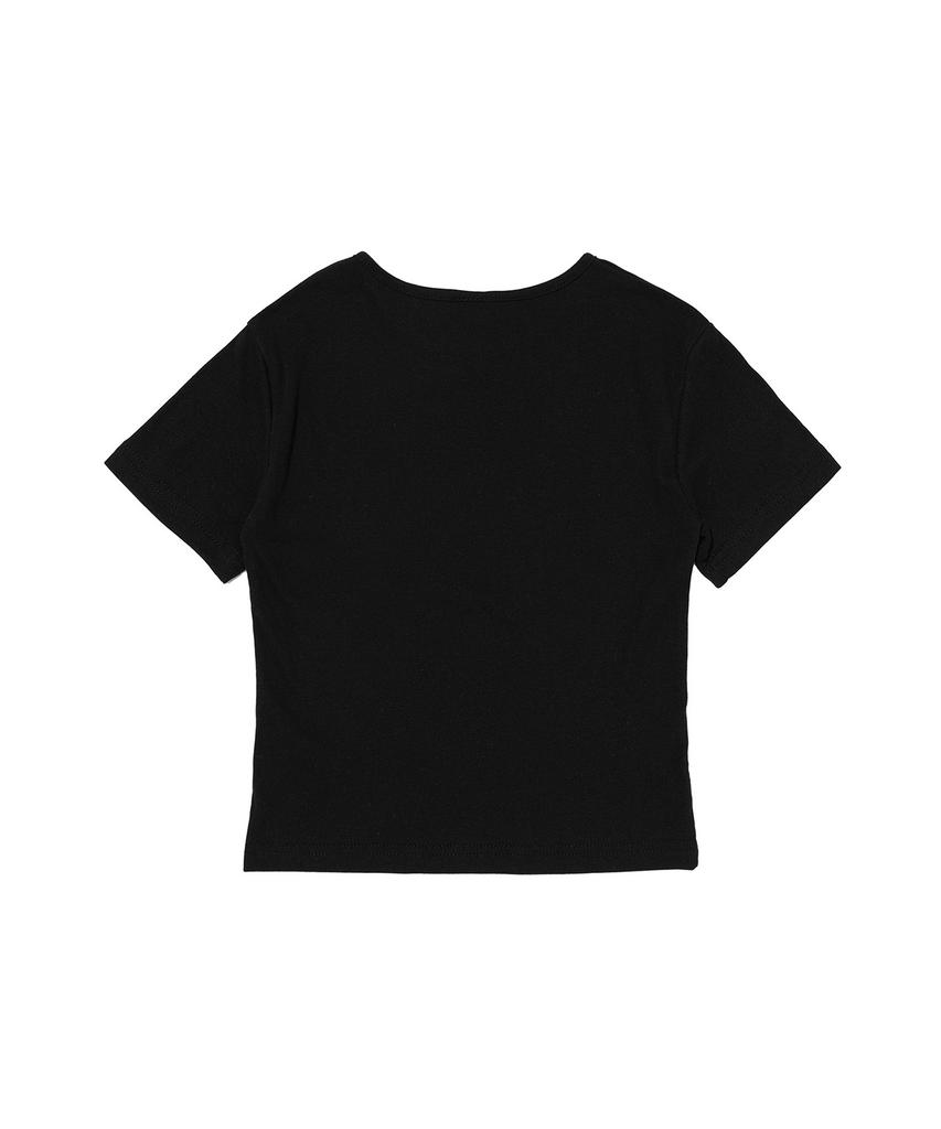 SEOUL APPAREL Box Logo Crop Short Sleeve T-Shirt (Black)
