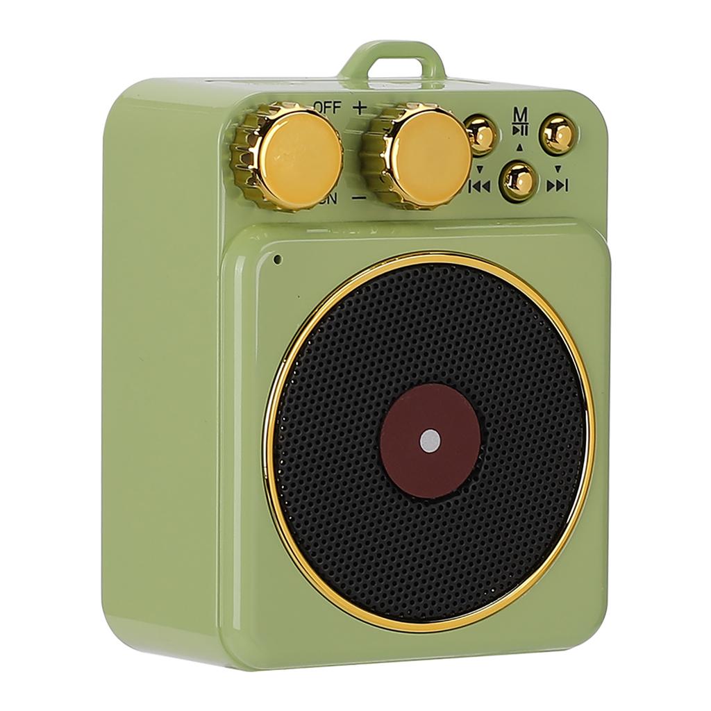 DC 3.7V Retro Bluetooth 5.0 Speaker with Smart O Voice Broadcast for MP3  TF CardGreen
