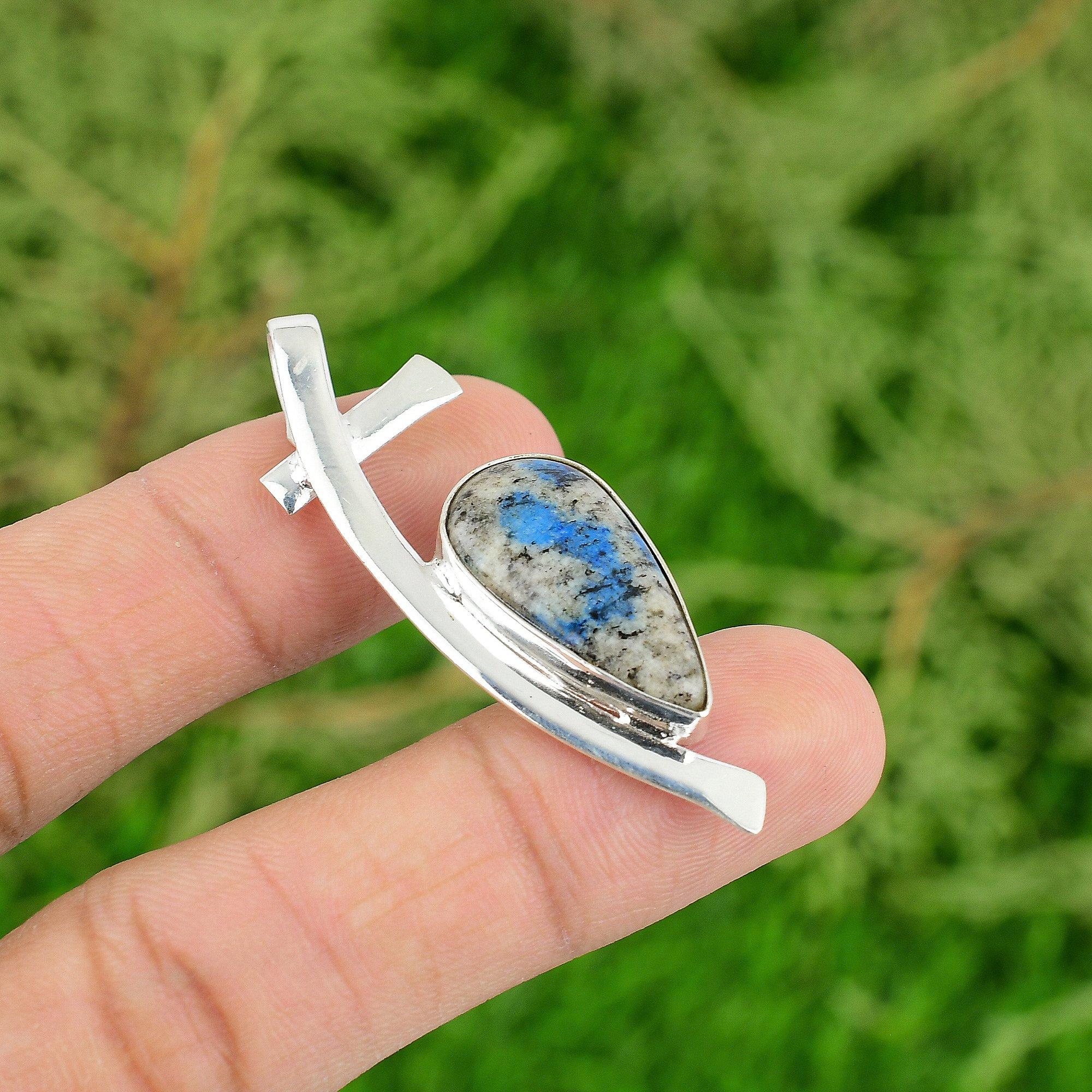 

Daughters Day Deal 925 Silver Pear K2 Jasper Gemstone Bezel Wife Pendant Jewelry