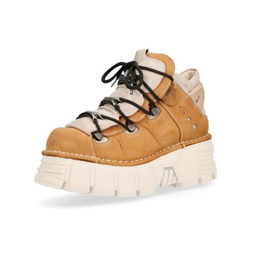 Punk Sneakers for Men Thick Sole Metal Decor Lace-Up Casual Shoes Women Gothic Punk Shoes Thick Sole Flat Trainer Unisex 44 45