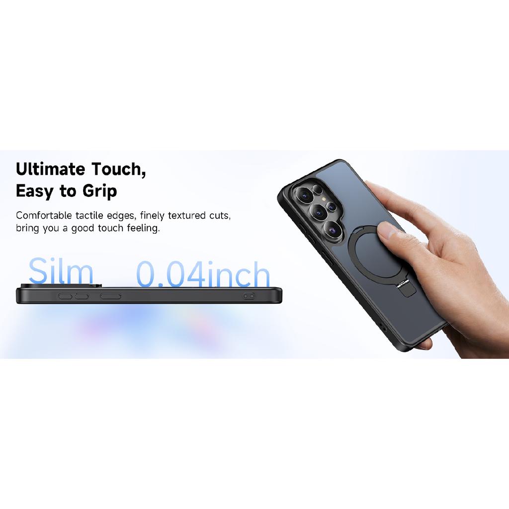 Magnetic Stand Phone Case Suitable for Samsung S26Ultra Protective Cover with Matte Skin Feel and Semi-transparent S25Fe4