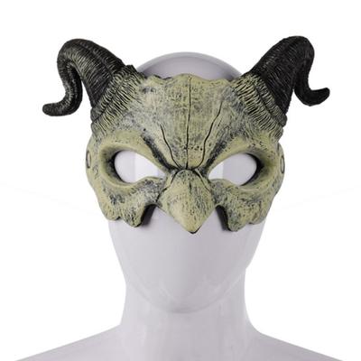 Halloween Dämonenmaske Hörner Teufel Halbgesichtsmaske Party Cosplay Horror Monster Maskerade Gruselig Spukhaus Requisiten PU Maske Dekor