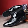 Business dress pointed men's leather shoes genuine leather British inner height-increasing paint bright leather Korean version trendy shoes casual men