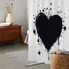 Romantic Valentine's Day Love Print Shower Curtain with 12 Hooks, Includes Window Curtains