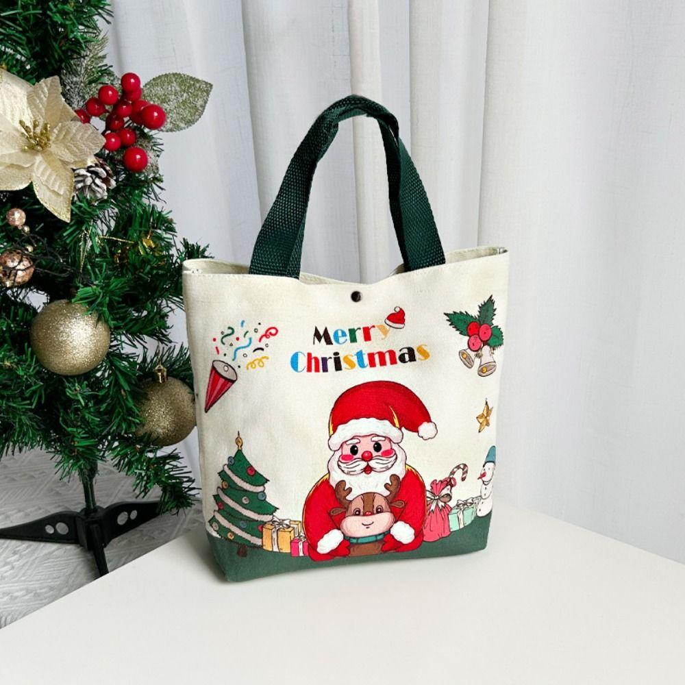 3pcs Canvas Christmas Gift Bag Cartoon Merry Christmas Decor  Merry Christmas Decor