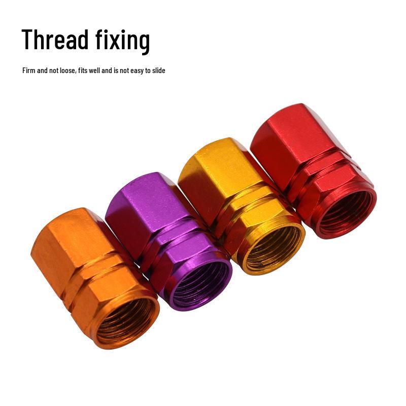Hexagonal Dustproof, Waterproof, Leak-Proof Colored Car Valve Cap - Aluminum Alloy, Personalized Decoration.