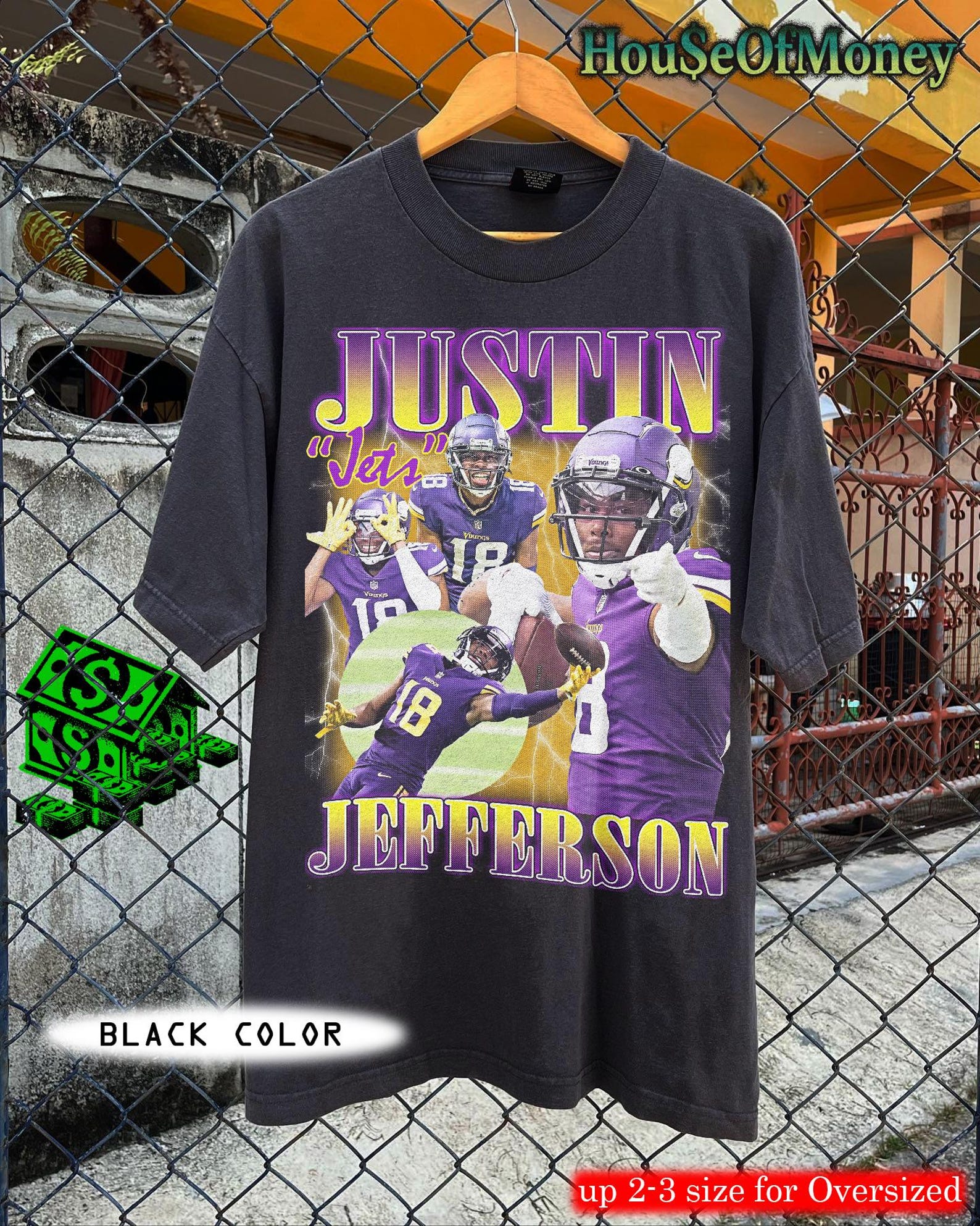 Justin Jefferson Vintage Style Tee, Retro Rap Football Shirt XL