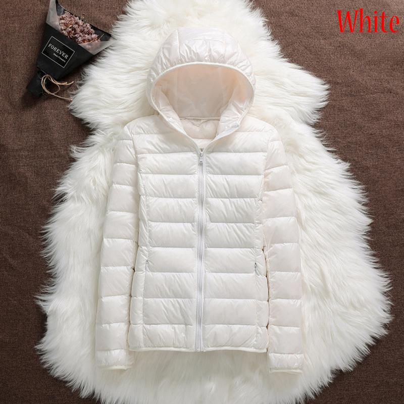 Warm Hooded Women Down Jacket Windproof Parka Coat White Duck Down Casual Autumn Winter