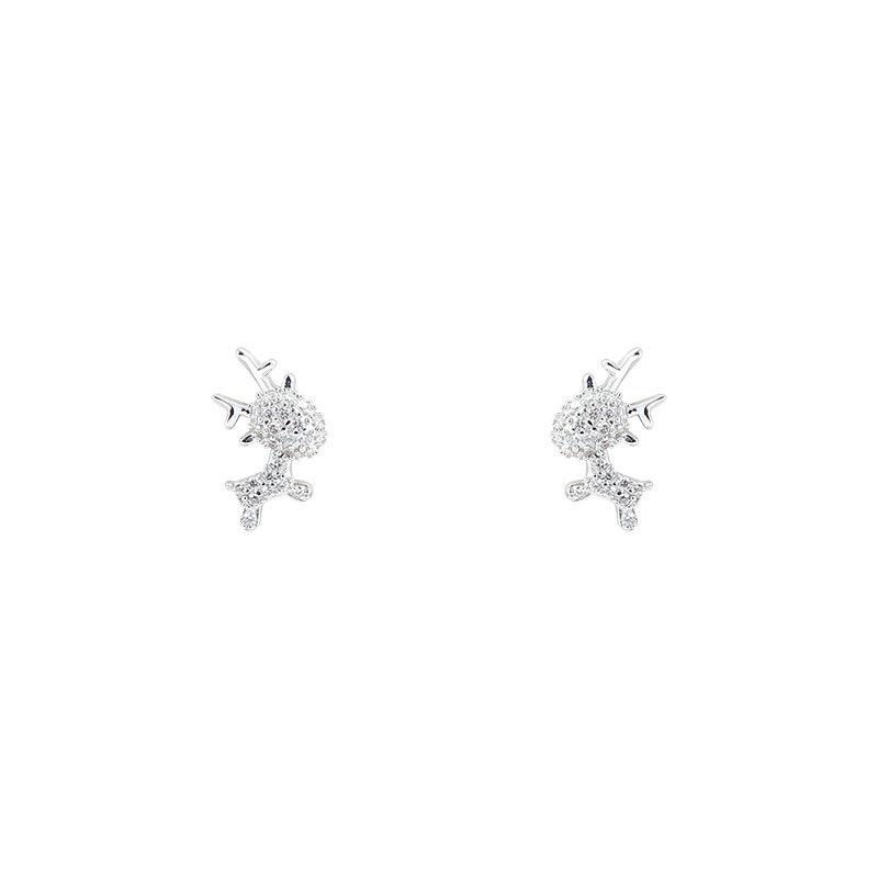 925 Sterling Silver Elk Stud Earrings - Elegant Light Luxury Deer Design, Perfect Christmas Gift for Women