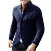 Men's Casual And Trendy British-style Solid-color Warm Cardigan Sweater, Men's Long-sleeved Button-up Stand-up Collar Sweater