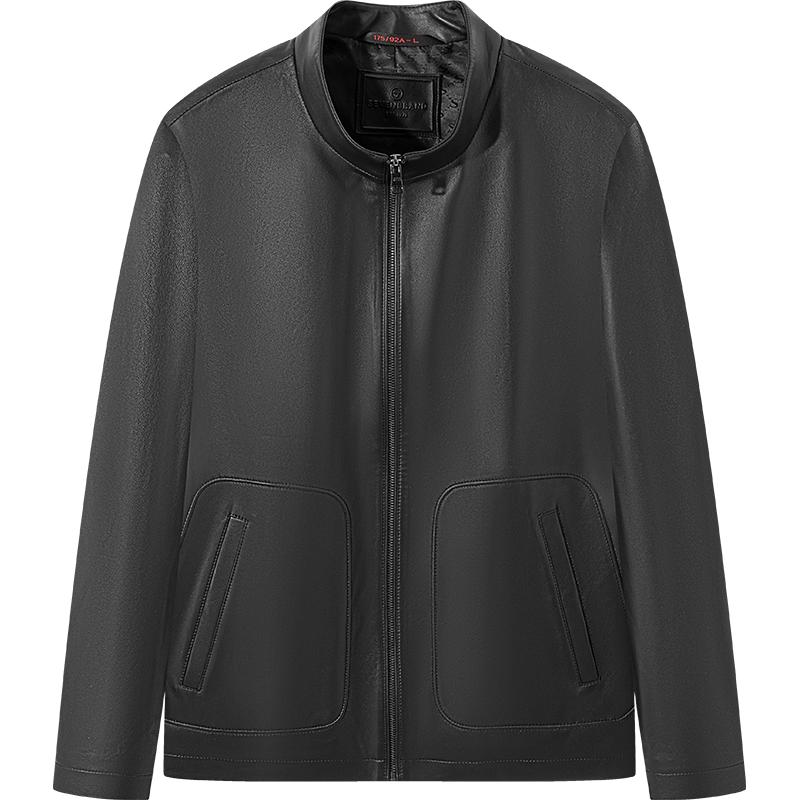 

Мужская легкая кожаная куртка из овчины со стойкой S