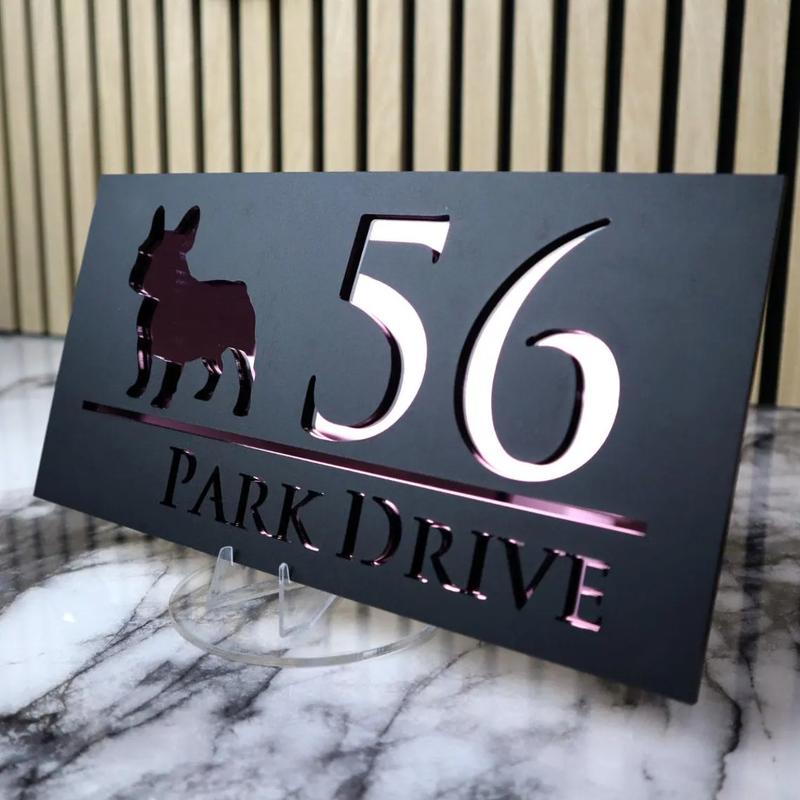 Personalised Wall Address House Number Acrylic Pet Plaques Outdoor Family Name Address Cat/Dog Door Sign White/Black