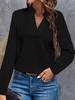 2024 Women's Autumn Casual Simple Solid V-Neck Loose Shirt Top