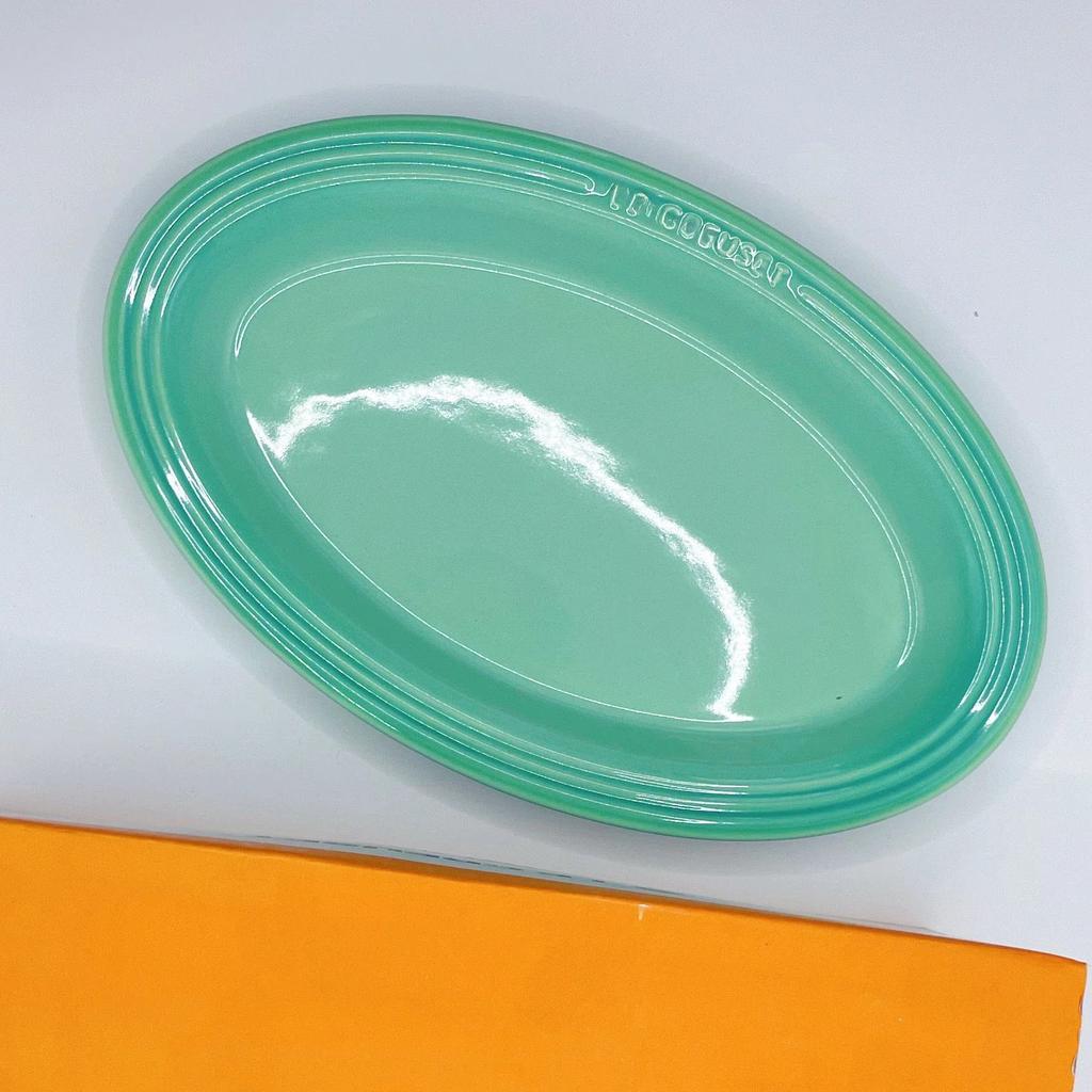 Französische Regenbogenplatte Elliptisch Flach 25cm Hellfarbiges Steinzeug Keramik Elliptisch Flach Gemüse Obst Fischplatte