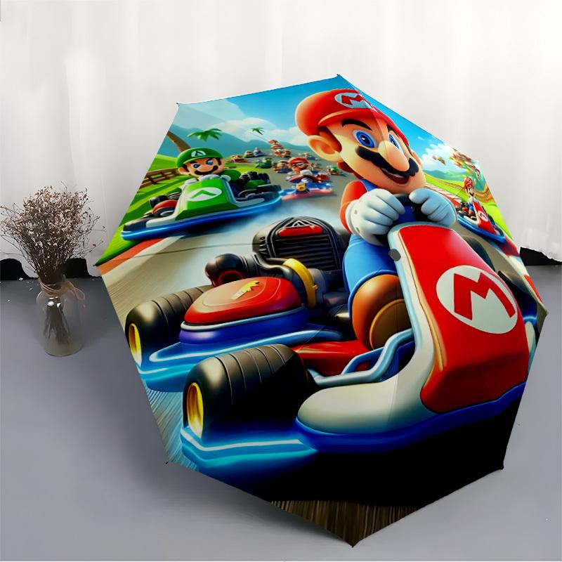 1pc Mario Kart Racing Automatic Open/close Folding Portable Umbrella with 8-Rib Structure for Women/Men, All-Season Use  a0901159