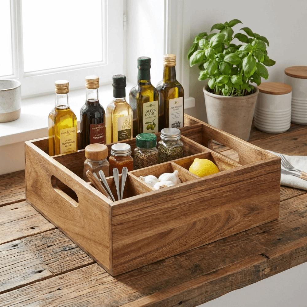 Multi-functional Wooden Silverware Holder Large Capacity Cutlery Storage Stand  Kitchen