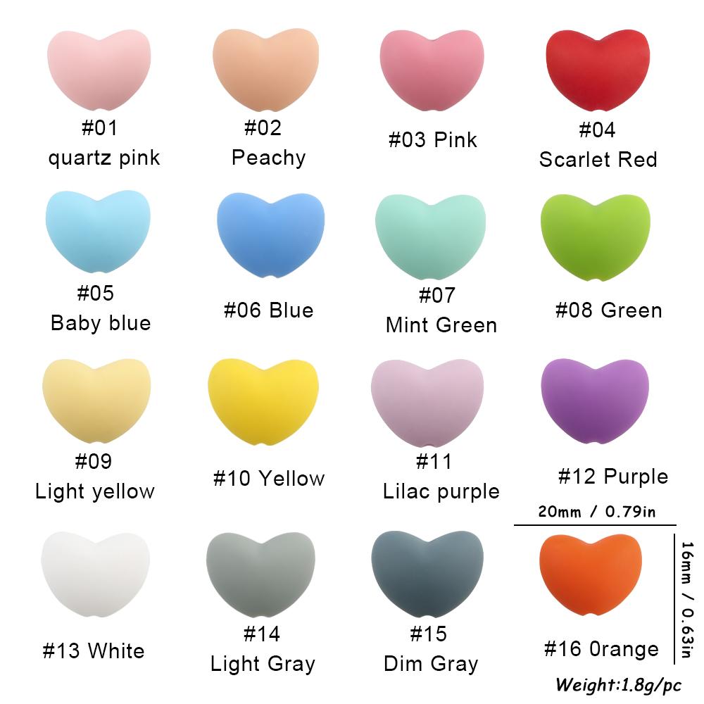 Kovict 21pcs Silicone Beads Heart Shape Charm For Jewelry Making Necklace Bracelets Accessories