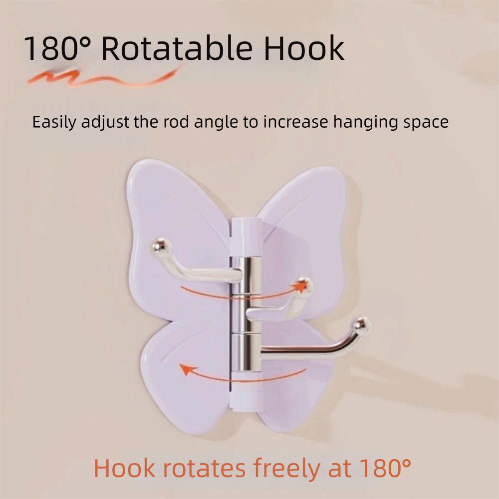 4PCS Plastic Rotating Butterfly Wall Hooks Wall Mounted Butterfly Storage Hanger Kitchen