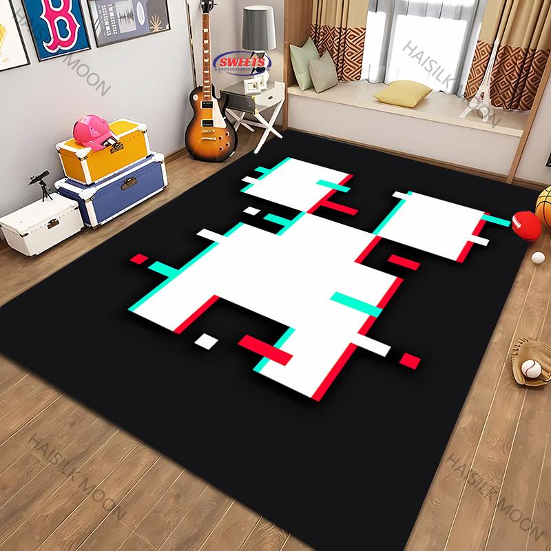 1PC Pixel Pattern Sword Printed Carpet Computer Room Game Room Non-slip Decorative Mat Livingroom Bedroom Office Large Area Rug