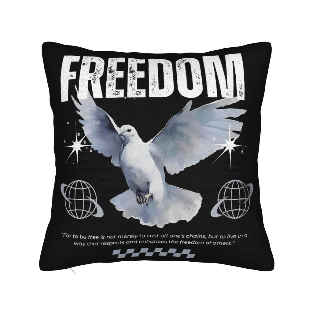 Printing Arabic Freedom Dove-of-Peace Calligraphy Pillowcase Polyester Cushion Cover Decor Hurriyya Bird Throw Pillow Case Cover