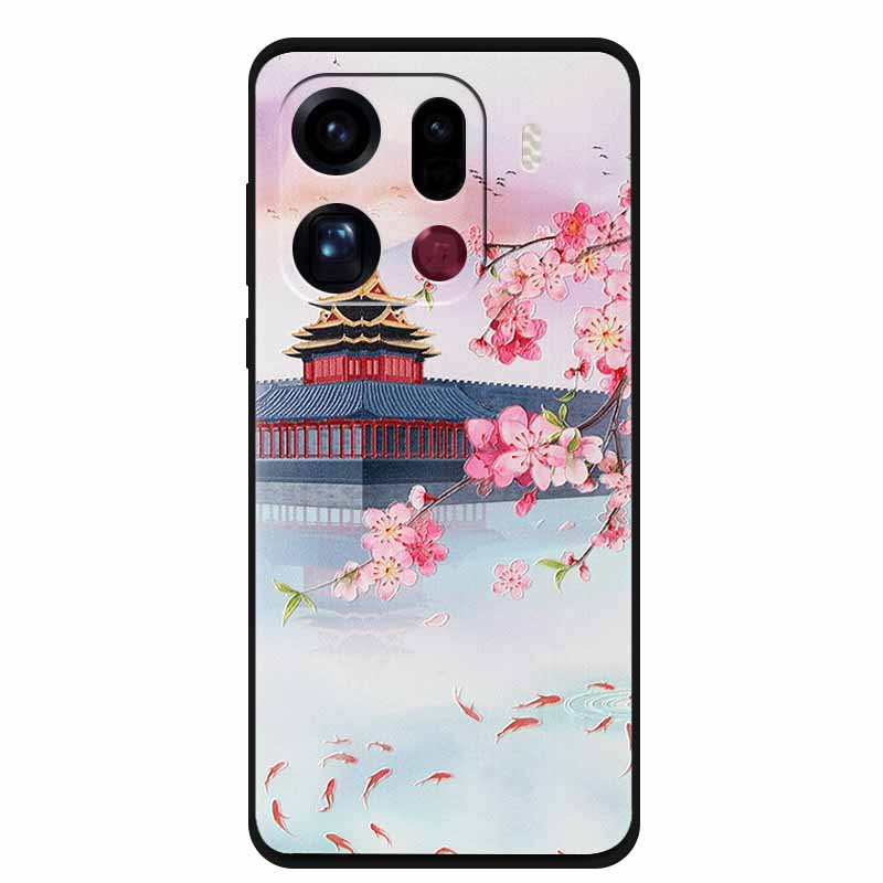 3D Flowers Case For Oppo Find X9 Pro 5G Case Emboss Relief Floral Black Silicone Soft Back Cover For Oppo Find X9 Pro Case Funda