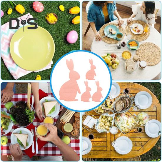 Besteckhalter in Osterhasenform, Filzhalter für Messer und Gabeln, Geschirrhalter, Utensilienhülle für Ostern, Party, Hochzeit, Geburtstag, Dekoration, 12 Stück