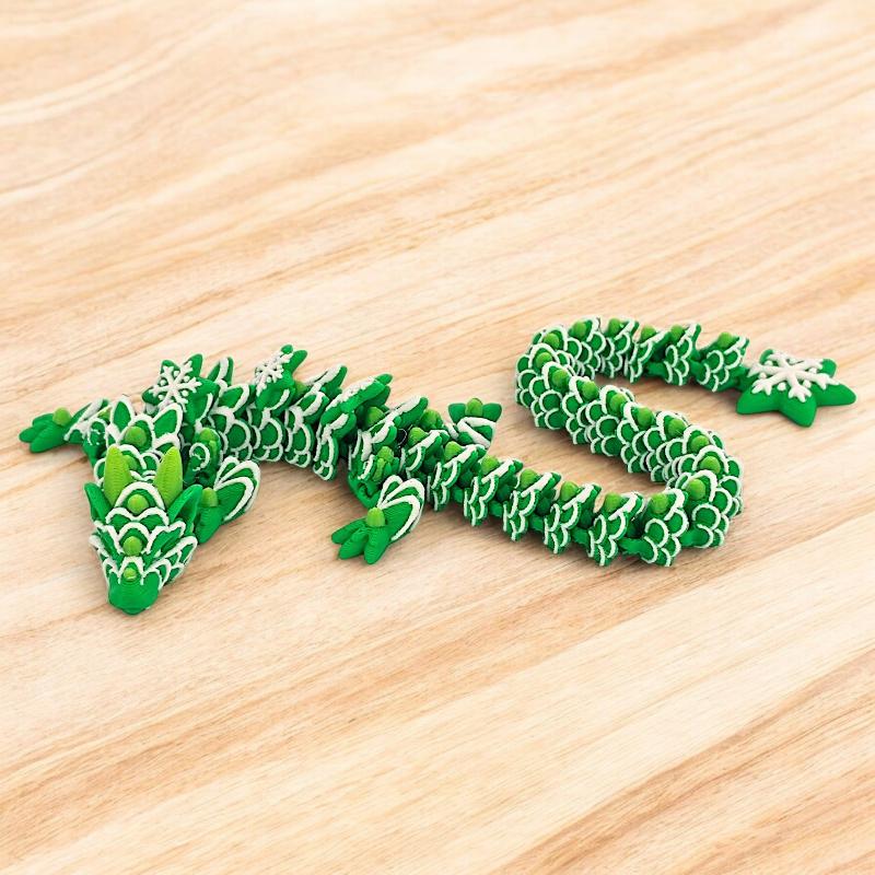 Creative 3D Printing Christmas Cookie Dragon Snowflake Dragon Model Joints Movable Children Toy Gift Home Office Ornaments Decor