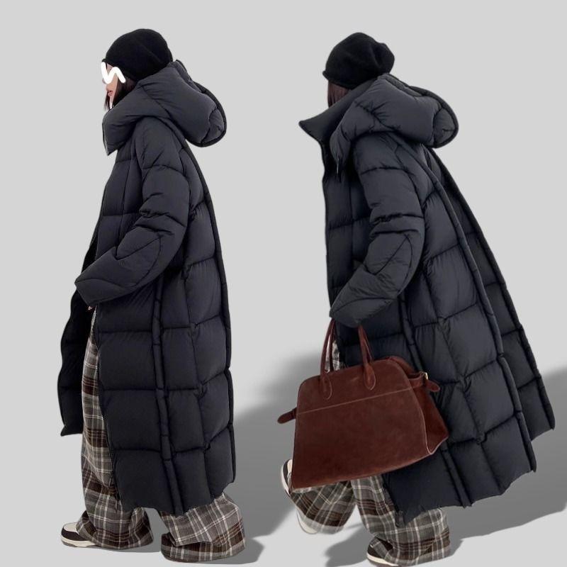 

Новая белая гусиная пуховая куртка выше колена, супердлинная зимняя утолщенная куртка с флисовой подкладкой для невысоких мужчин S чёрный