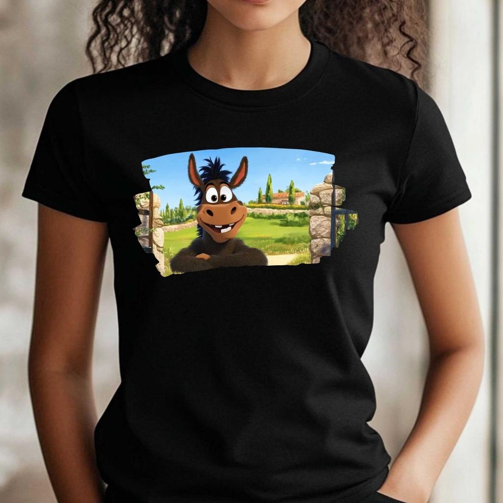 T-Shirt Frauen Cartoon Esel Motiv Baumwolle Größe XS bis 3XLWird in neuem Fenster oder Tab geöffnet
