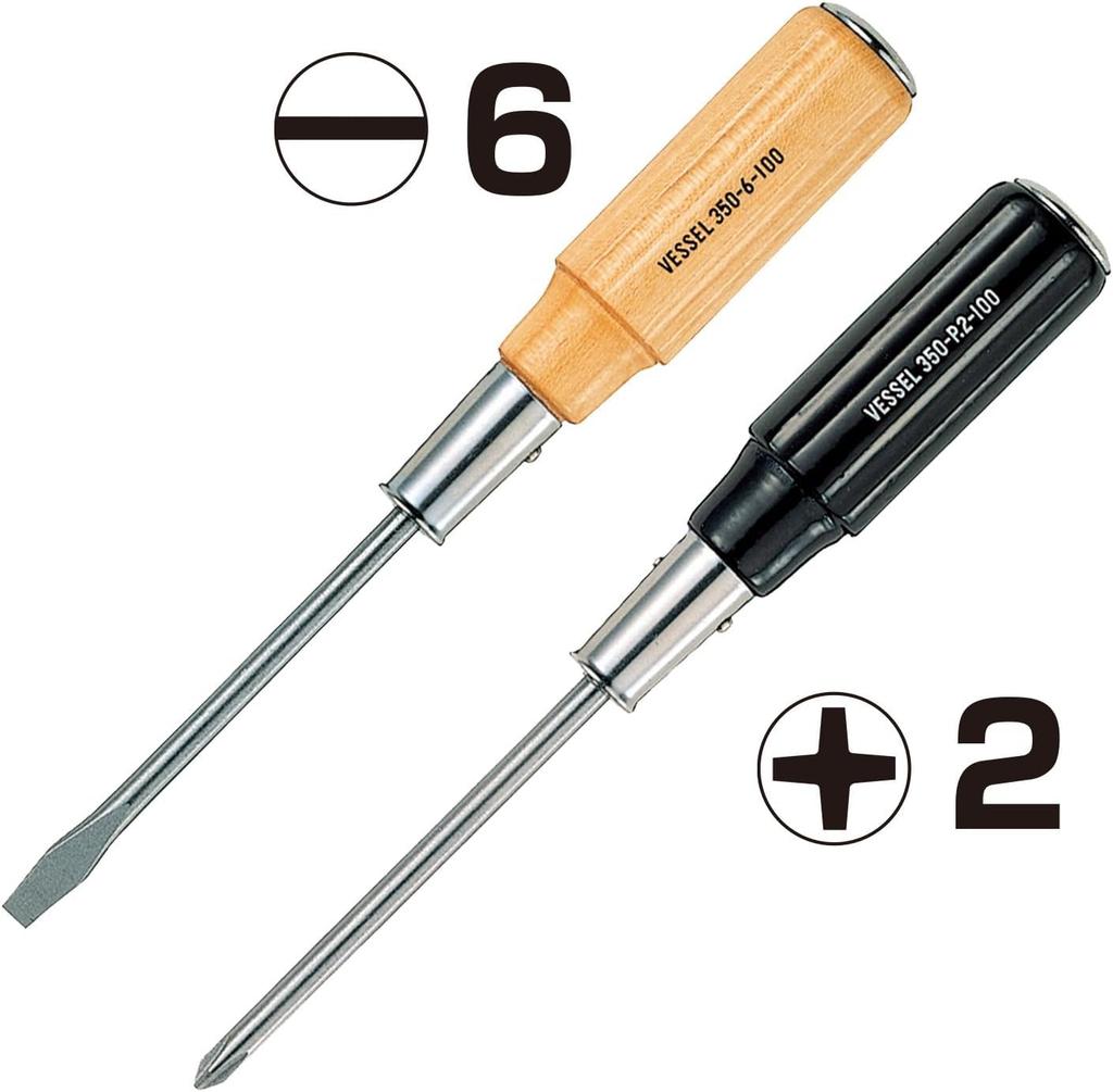 VESSEL Wooden Handle Penetrating Screwdriver X 100 350 -6