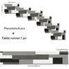 Emvency Black Grey Table Runner and Placemats Set of 6, Modern Geometric Abstract Painting Art Dining Table Decor for Daily Use(1 Table Runner 72