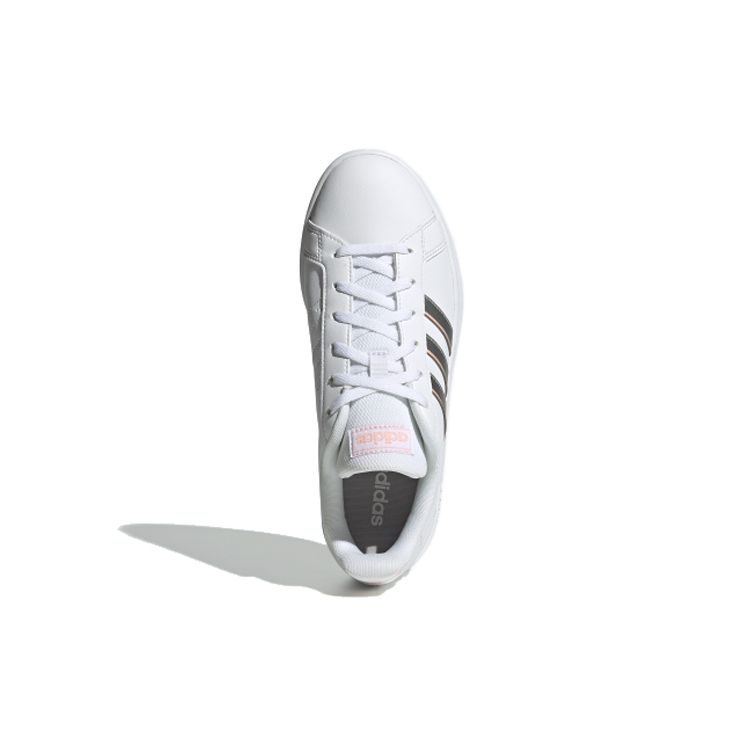 Adidas Neo Grand Court Base Non-Slip Low-Top Skate Shoes Women Sneakers White Silver Pink EG5949