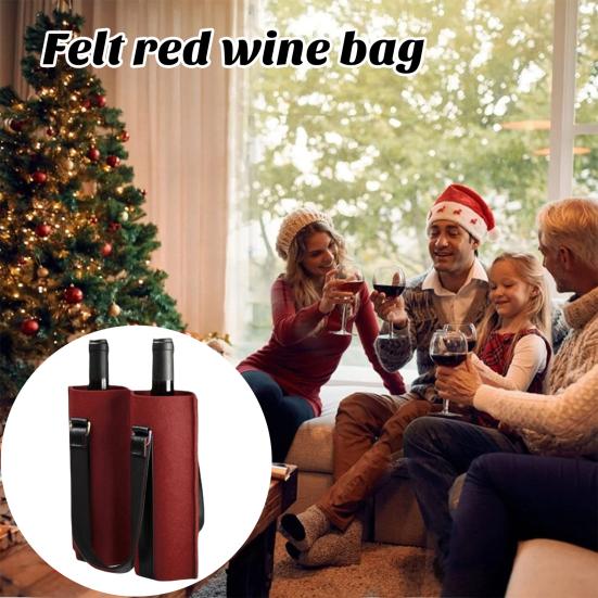 Wine Carrier Tote Bag with Handle Fall Prevention Champagne Beer Beverage Bottle Packaging Bag Felt Handbag