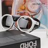Sunglasses ML0046 21C White Horn-rimmed Frame with Leather Trim