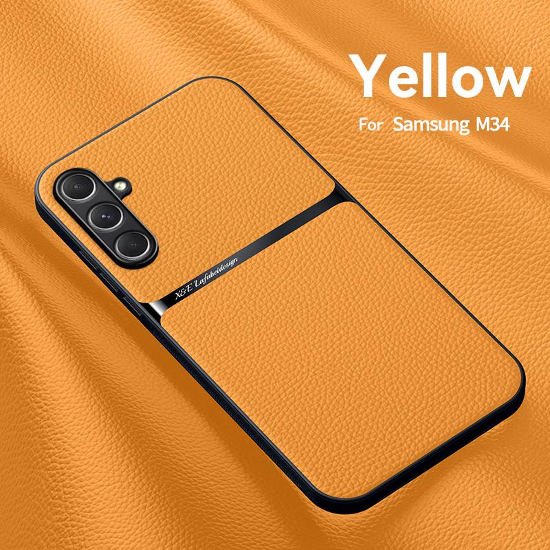 Pro Samsung Galaxy M34 5G Pouzdro Magnetický držák do auta Kožená Pouzdra na telefon Pro Samsung M34 M 34 5G SM-M346B Nárazuvzdorný zadní kryt