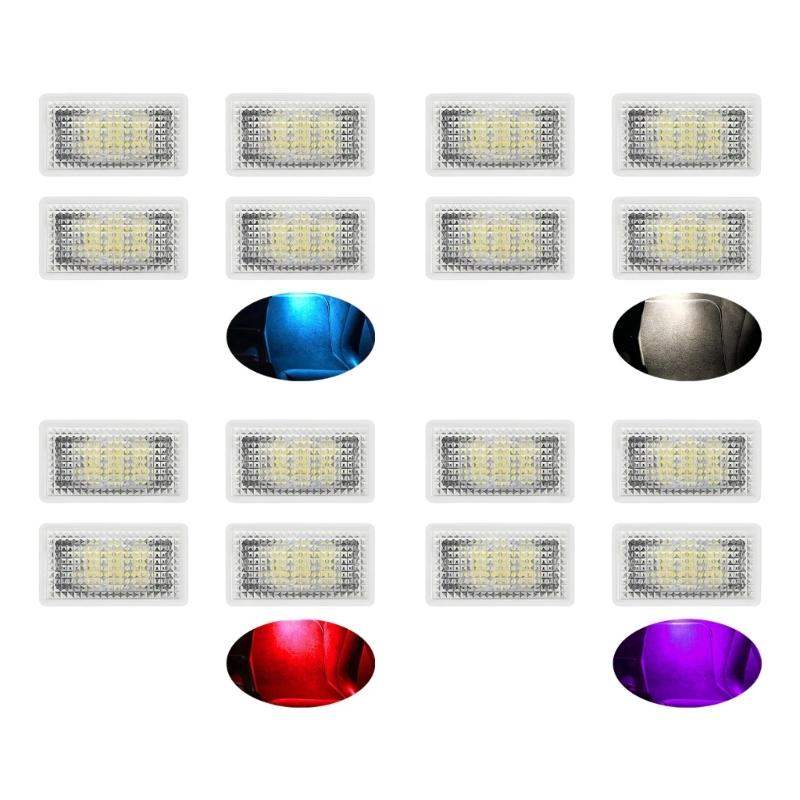 Trunk and Door Light Replacement Set, 4 LED Cabin Lamps for Footwell Courtesy and Front Trunk Lighting Use in Vehicles