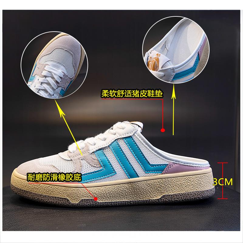 Leather half-tray shoes women's 2025 new summer women's bag head casual single shoes versatile outer wear flat slippers women's shoes