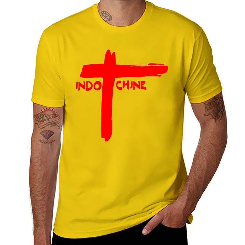 Indochine Classic T-Shirt for a Boy Blanks Vintage Clothes Anime Slim Fit T Shirts for Men