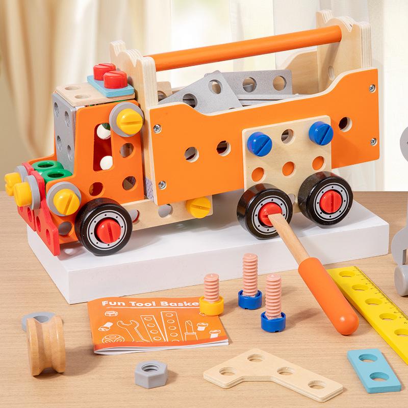 

Kids Wooden Multi-Use Toolbox & Disassembly Car - Educational Toy for Hands-On Skills